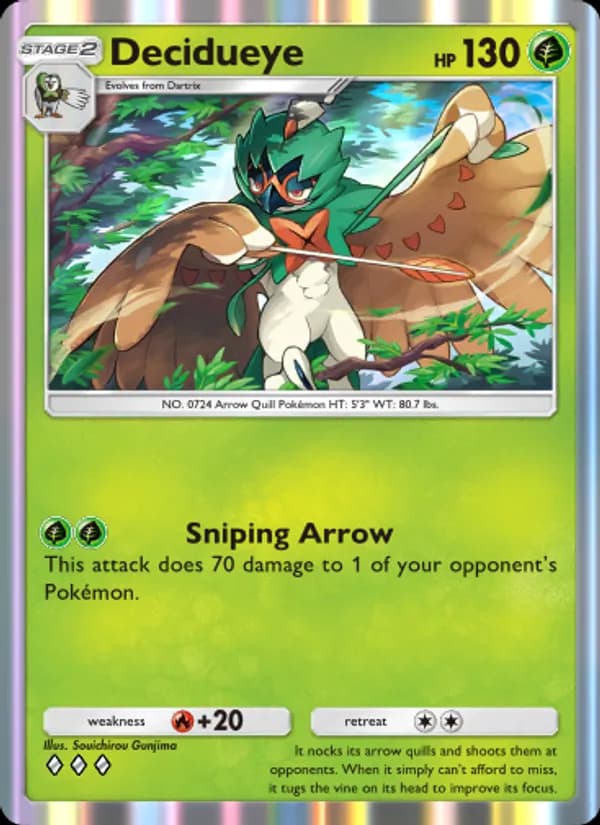 Decidueye card in English