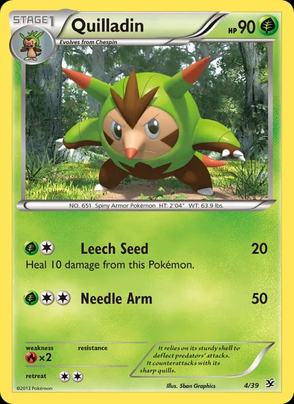 Quilladin card in English