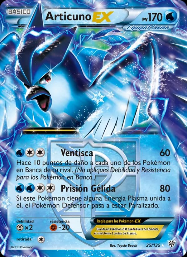 Articuno-EX card in Spanish