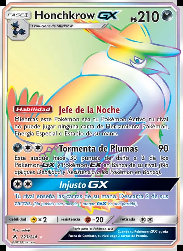 Honchkrow GX card in Spanish
