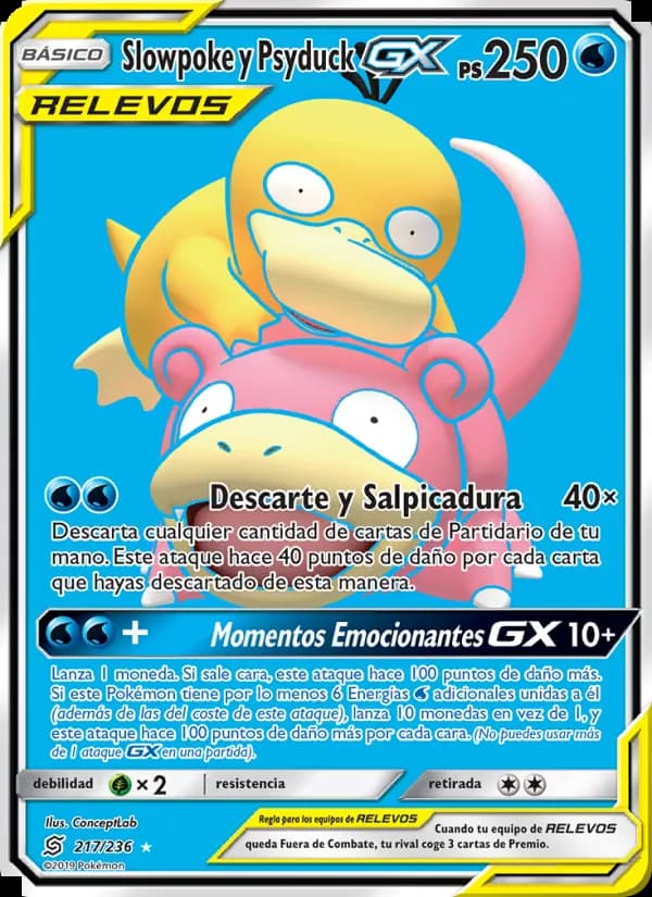 Slowpoke y Psyduck GX card in Spanish