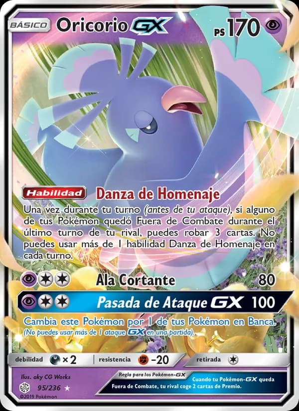 Oricorio GX card in Spanish