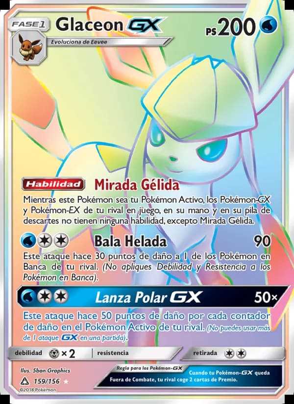 Glaceon GX card in Spanish