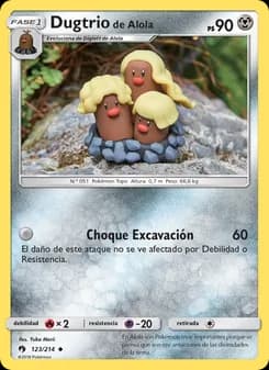 Dugtrio de Alola card in Spanish