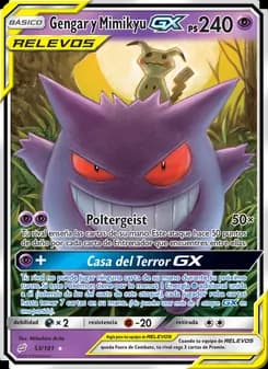 Gengar y Mimikyu GX card in Spanish