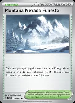 Montaña Nevada Funesta card in Spanish