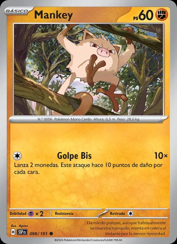 Mankey card in Spanish