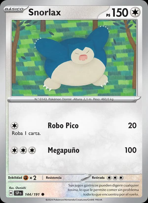 Snorlax card in Spanish