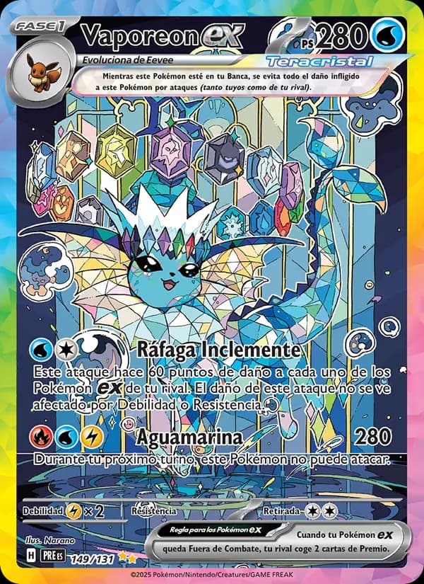 Vaporeon ex card in Spanish