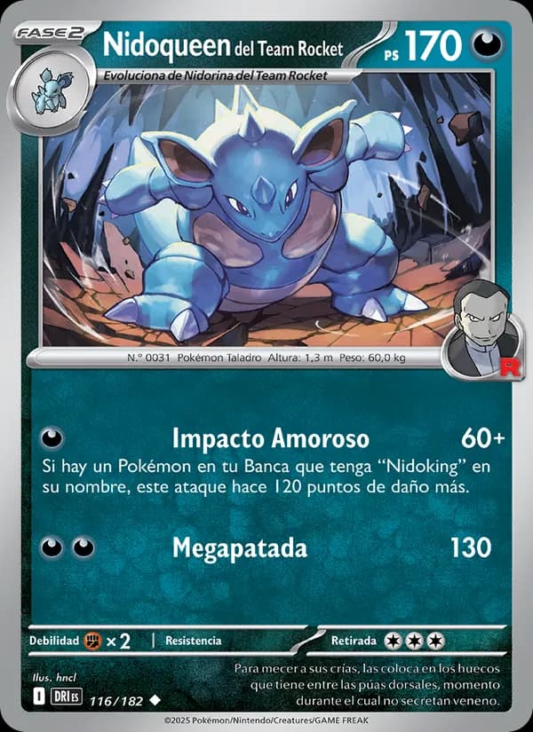 Nidoqueen del Team Rocket card in Spanish