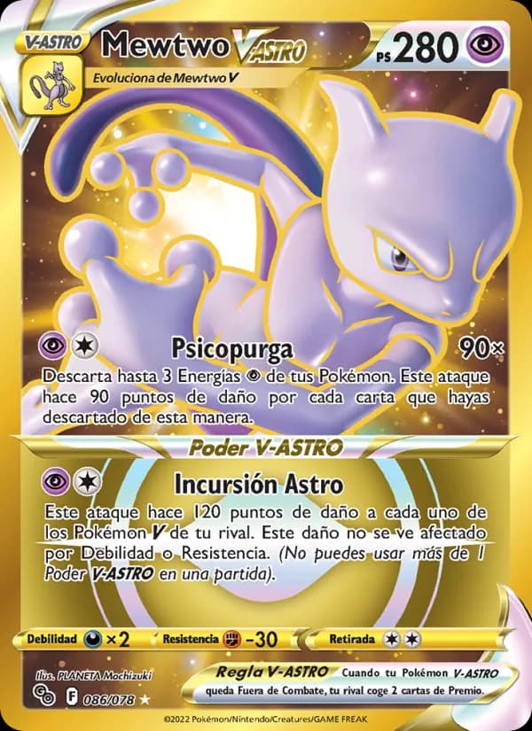 Mewtwo V-ASTRO card in Spanish