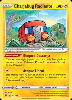 Charjabug Radiante card in Spanish