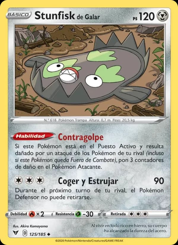 Stunfisk de Galar card in Spanish