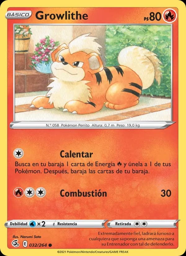Growlithe card in Spanish
