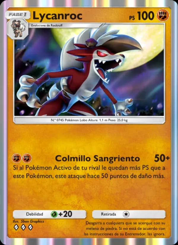 Lycanroc card in Spanish
