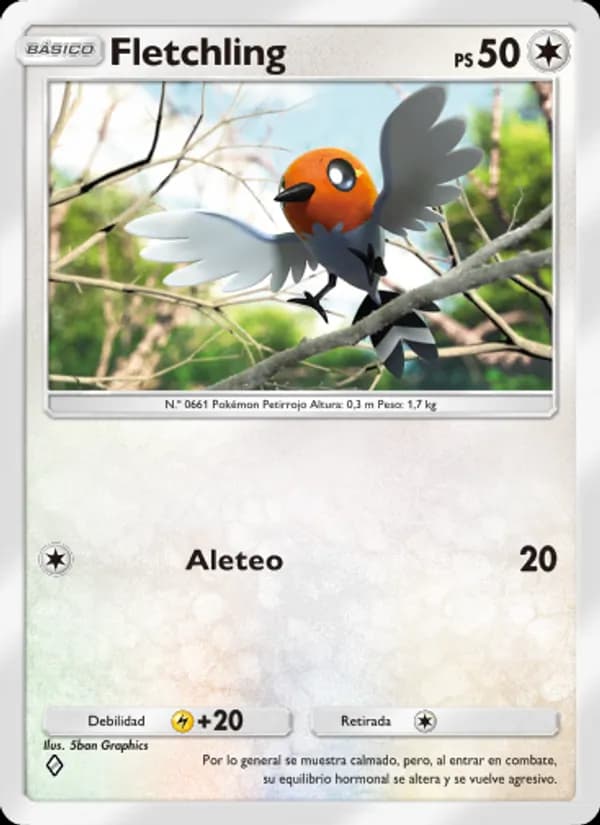 Fletchling card in Spanish