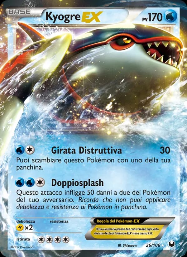Kyogre-EX card in Italian