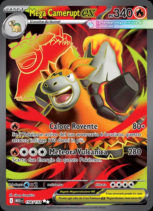 Mega Camerupt-ex card in Italian