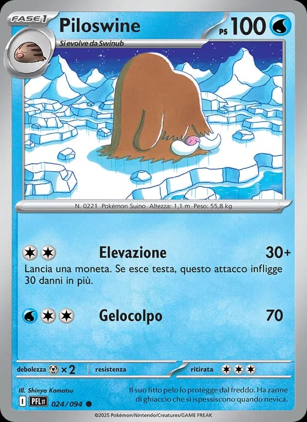 Piloswine card in Italian