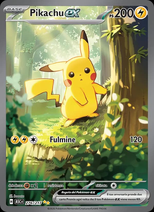 Pikachu-ex card in Italian