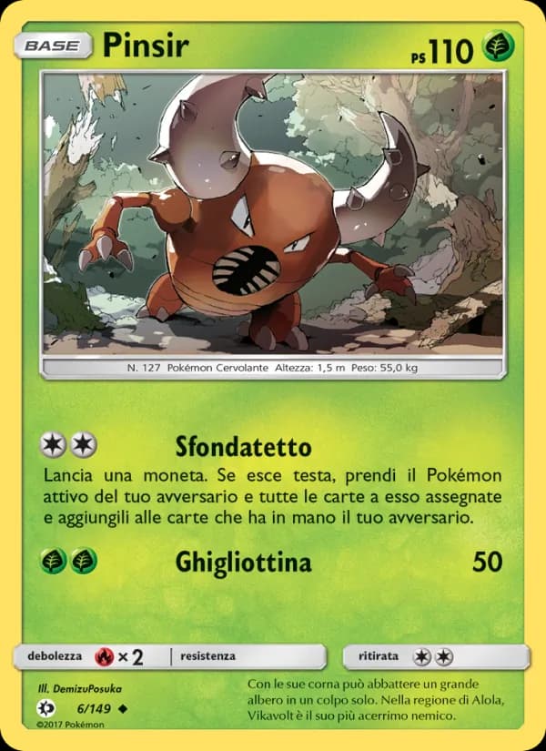 Pinsir card in Italian