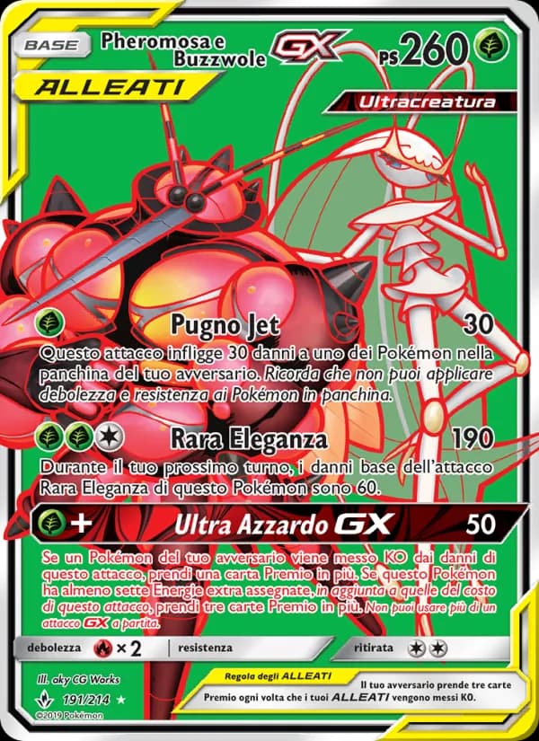 Pheromosa e Buzzwole GX card in Italian