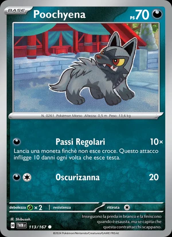 Poochyena card in Italian