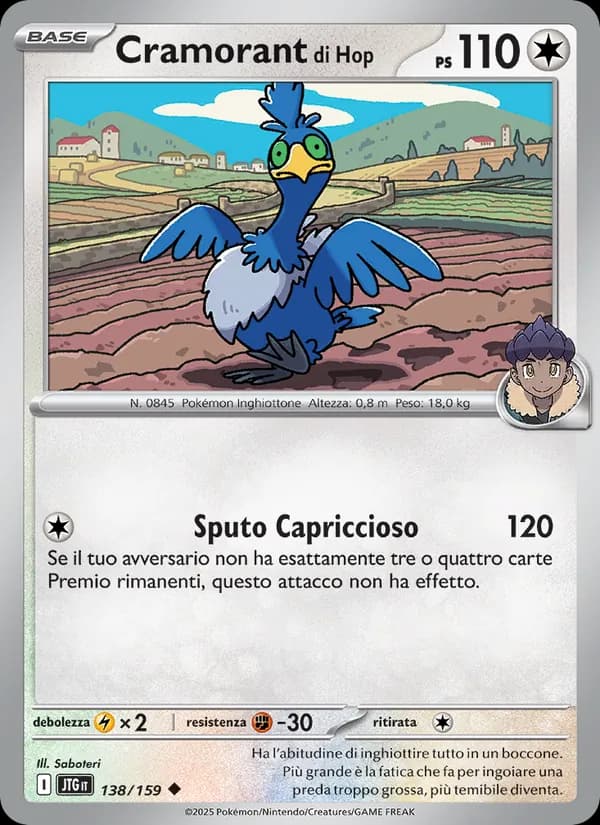 Cramorant di Hop card in Italian