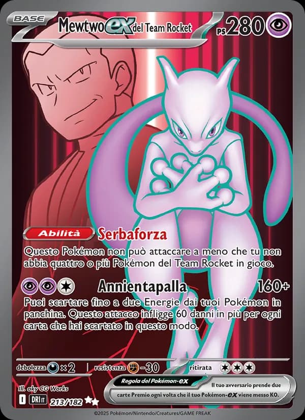 Mewtwo-ex del Team Rocket card in Italian