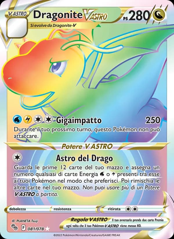 Dragonite V ASTRO card in Italian
