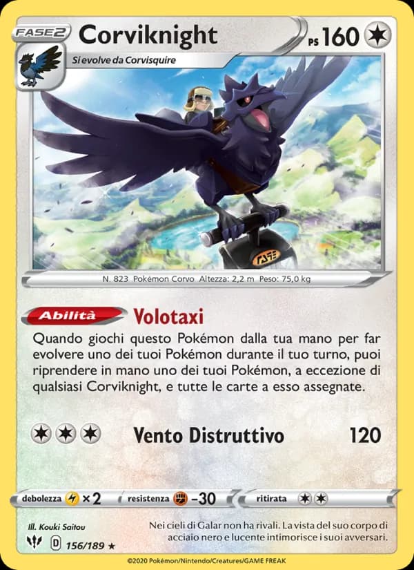 Corviknight card in Italian