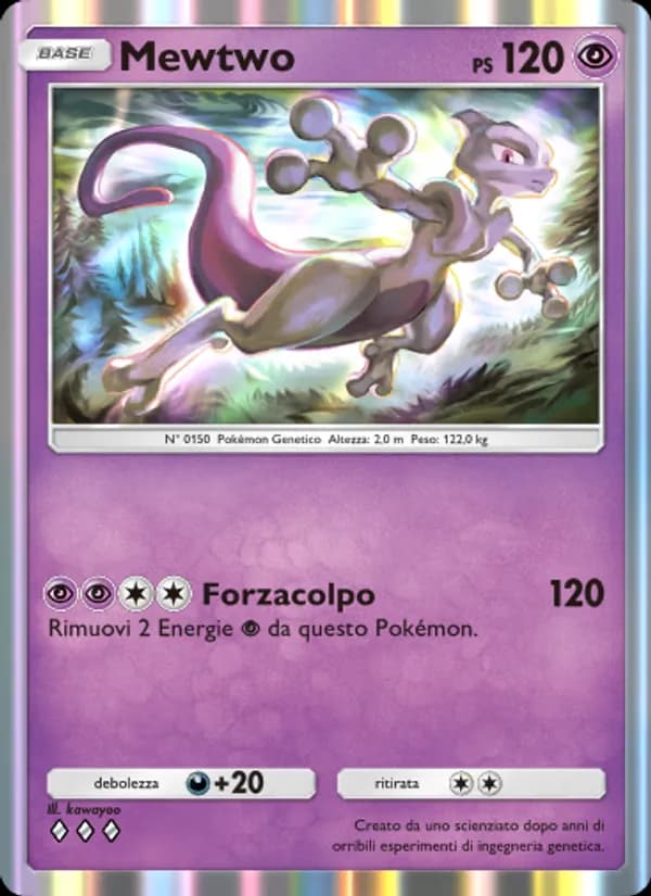 Mewtwo card in Italian