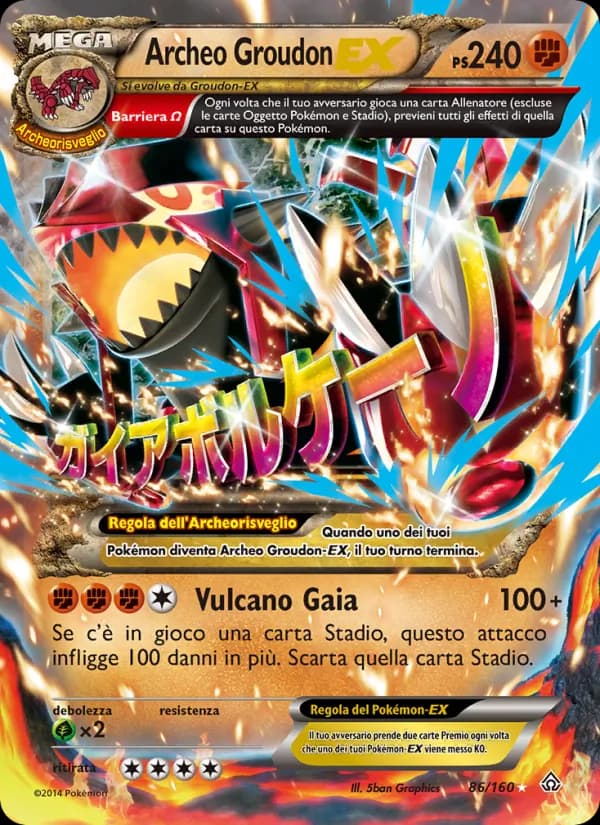 Archeo Groudon EX card in Italian
